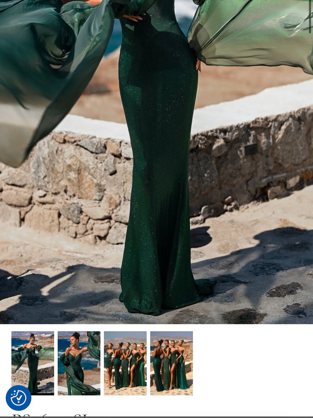 Portia and Scarlett Emerald Green Fitted Mermaid Prom Dress